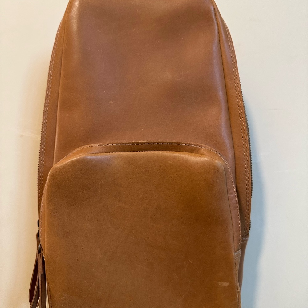 Leather Sling Bag in Tan form ABLE